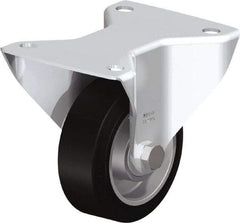 Blickle - 4" Diam x 1-9/16" Wide x 5-7/64" OAH Top Plate Mount Rigid Caster - Solid Rubber, 440 Lb Capacity, Ball Bearing, 5-1/2 x 4-3/8" Plate - Exact Industrial Supply