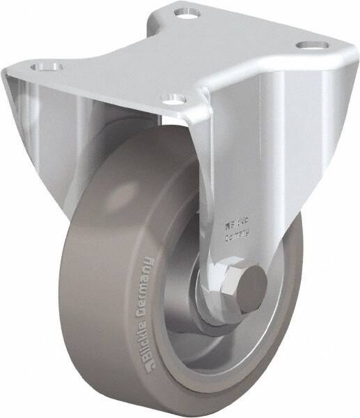 Blickle - 4" Diam x 1-9/16" Wide x 5-7/64" OAH Top Plate Mount Rigid Caster - Solid Rubber, 440 Lb Capacity, Ball Bearing, 3-15/16 x 3-3/8" Plate - Exact Industrial Supply