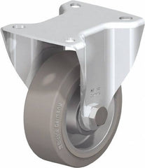 Blickle - 4" Diam x 1-9/16" Wide x 5-7/64" OAH Top Plate Mount Rigid Caster - Solid Rubber, 440 Lb Capacity, Ball Bearing, 3-15/16 x 3-3/8" Plate - Exact Industrial Supply
