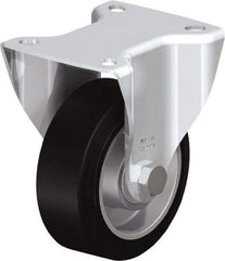 Blickle - 4" Diam x 1-9/16" Wide x 5-7/64" OAH Top Plate Mount Rigid Caster - Solid Rubber, 440 Lb Capacity, Ball Bearing, 3-15/16 x 3-3/8" Plate - Exact Industrial Supply