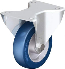 Blickle - 5" Diam x 1-9/16" Wide x 6-7/64" OAH Top Plate Mount Rigid Caster - Polyurethane-Elastomer Blickle Softhane, 770 Lb Capacity, Ball Bearing, 5-1/2 x 4-3/8" Plate - Exact Industrial Supply