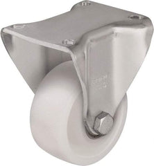 Blickle - 3" Diam x 1-1/2" Wide x 4-47/64" OAH Top Plate Mount Rigid Caster - Impact-Resistant Nylon, 770 Lb Capacity, Plain Bore Bearing, 3-15/16 x 3-3/8" Plate - Exact Industrial Supply