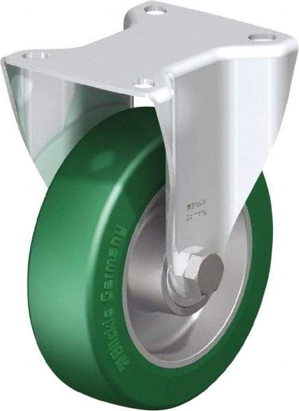 Blickle - 5" Diam x 1-9/16" Wide x 6-7/64" OAH Top Plate Mount Rigid Caster - Polyurethane-Elastomer Blickle Softhane, 770 Lb Capacity, Ball Bearing, 3-15/16 x 3-3/8" Plate - Exact Industrial Supply