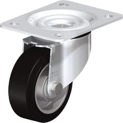 Blickle - 4" Diam x 1-37/64" Wide x 5-7/64" OAH Top Plate Mount Swivel Caster - Solid Rubber, 440 Lb Capacity, Ball Bearing, 5-1/2 x 4-3/8" Plate - Exact Industrial Supply