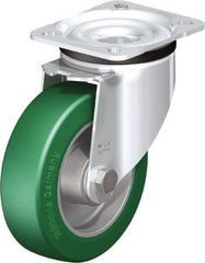 Blickle - 5" Diam x 1-37/64" Wide x 6-7/64" OAH Top Plate Mount Swivel Caster - Polyurethane-Elastomer Blickle Softhane, 770 Lb Capacity, Ball Bearing, 3-15/16 x 3-3/8" Plate - Exact Industrial Supply