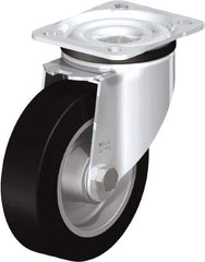 Blickle - 5" Diam x 1-37/64" Wide x 6-7/64" OAH Top Plate Mount Swivel Caster - Solid Rubber, 550 Lb Capacity, Ball Bearing, 3-15/16 x 3-3/8" Plate - Exact Industrial Supply