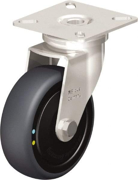 Blickle - 3" Diam x 63/64" Wide x 3-15/16" OAH Top Plate Mount Swivel Caster - Thermoplastic Rubber Elastomer (TPE), 110 Lb Capacity, Ball Bearing, 2-3/8 x 2-3/8" Plate - Exact Industrial Supply