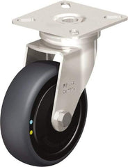 Blickle - 3" Diam x 63/64" Wide x 3-15/16" OAH Top Plate Mount Swivel Caster - Thermoplastic Rubber Elastomer (TPE), 110 Lb Capacity, Ball Bearing, 2-3/8 x 2-3/8" Plate - Exact Industrial Supply