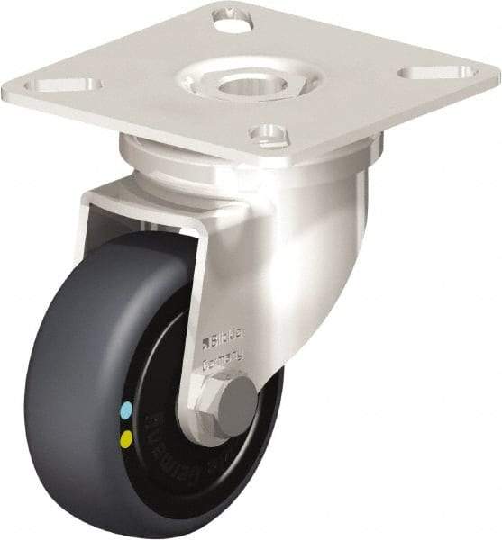 Blickle - 2" Diam x 3/4" Wide x 2-51/64" OAH Top Plate Mount Swivel Caster - Thermoplastic Rubber Elastomer (TPE), 66 Lb Capacity, Ball Bearing, 2-3/8 x 2-3/8" Plate - Exact Industrial Supply