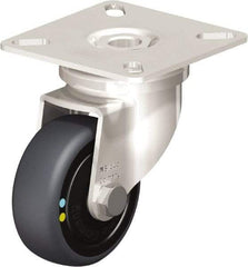 Blickle - 2" Diam x 3/4" Wide x 2-51/64" OAH Top Plate Mount Swivel Caster - Thermoplastic Rubber Elastomer (TPE), 66 Lb Capacity, Ball Bearing, 2-3/8 x 2-3/8" Plate - Exact Industrial Supply