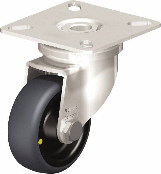 Blickle - 2" Diam x 3/4" Wide x 2-51/64" OAH Top Plate Mount Swivel Caster - Thermoplastic Rubber Elastomer (TPE), 66 Lb Capacity, Plain Bore Bearing, 2-3/8 x 2-3/8" Plate - Exact Industrial Supply