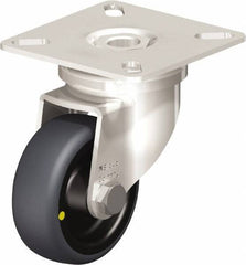 Blickle - 2" Diam x 3/4" Wide x 2-51/64" OAH Top Plate Mount Swivel Caster - Thermoplastic Rubber Elastomer (TPE), 66 Lb Capacity, Plain Bore Bearing, 2-3/8 x 2-3/8" Plate - Exact Industrial Supply