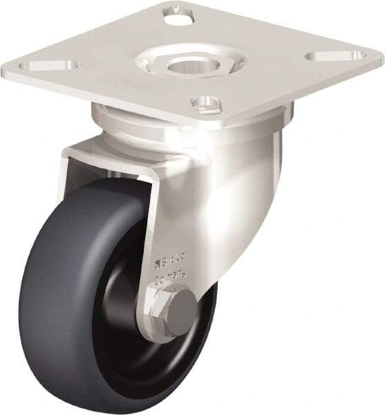 Blickle - 2" Diam x 3/4" Wide x 2-51/64" OAH Top Plate Mount Swivel Caster - Thermoplastic Rubber Elastomer (TPE), 110 Lb Capacity, Plain Bore Bearing, 2-3/8 x 2-3/8" Plate - Exact Industrial Supply