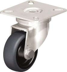 Blickle - 2" Diam x 3/4" Wide x 2-51/64" OAH Top Plate Mount Swivel Caster - Thermoplastic Rubber Elastomer (TPE), 110 Lb Capacity, Plain Bore Bearing, 2-3/8 x 2-3/8" Plate - Exact Industrial Supply