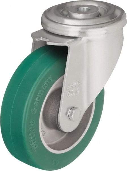 Blickle - 5" Diam x 1-37/64" Wide x 6-7/64" OAH Hollow Kingpin Mount Swivel Caster - Polyurethane-Elastomer Blickle Softhane, 770 Lb Capacity, Ball Bearing, Hollow Kingpin Stem - Exact Industrial Supply