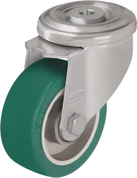 Blickle - 4" Diam x 1-37/64" Wide x 5-35/64" OAH Hollow Kingpin Mount Swivel Caster - Polyurethane-Elastomer Blickle Softhane, 660 Lb Capacity, Ball Bearing, Hollow Kingpin Stem - Exact Industrial Supply