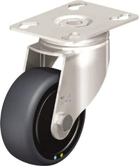 Blickle - 3" Diam x 1-1/4" Wide x 4-3/8" OAH Top Plate Mount Swivel Caster - Thermoplastic Rubber Elastomer (TPE), 143 Lb Capacity, Ball Bearing, 3-9/16 x 2-5/8" Plate - Exact Industrial Supply