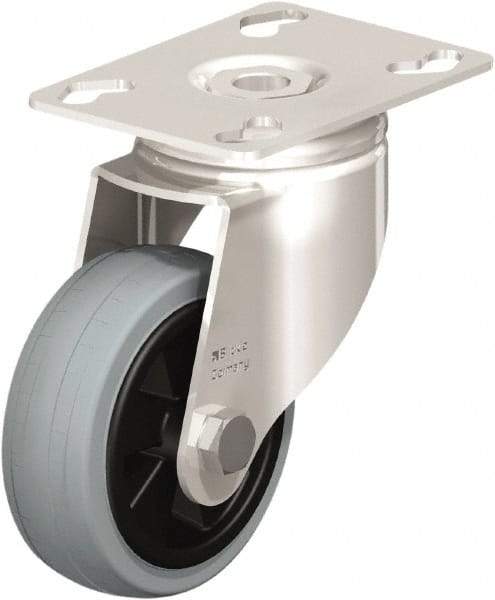 Blickle - 3" Diam x 63/64" Wide x 4-3/8" OAH Top Plate Mount Swivel Caster - Solid Rubber, 176 Lb Capacity, Plain Bore Bearing, 3-9/16 x 2-5/8" Plate - Exact Industrial Supply