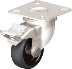 Blickle - 2" Diam x 3/4" Wide x 2-51/64" OAH Top Plate Mount Swivel Caster with Brake - Thermoplastic Rubber Elastomer (TPE), 110 Lb Capacity, Plain Bore Bearing, 2-3/8 x 2-3/8" Plate - Exact Industrial Supply