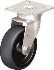 Blickle - 3" Diam x 63/64" Wide x 3-15/16" OAH Top Plate Mount Swivel Caster - Thermoplastic Rubber Elastomer (TPE), 165 Lb Capacity, Plain Bore Bearing, 2-3/8 x 2-3/8" Plate - Exact Industrial Supply