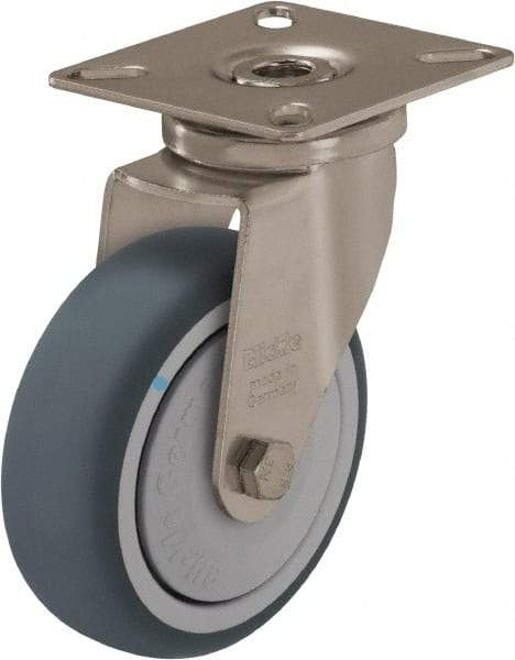 Blickle - 3" Diam x 63/64" Wide x 3-15/16" OAH Top Plate Mount Swivel Caster - Thermoplastic Rubber Elastomer (TPE), 165 Lb Capacity, Ball Bearing, 2-3/8 x 2-3/8" Plate - Exact Industrial Supply