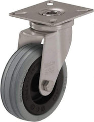 Blickle - 2" Diam x 45/64" Wide x 2-51/64" OAH Top Plate Mount Swivel Caster - Solid Rubber, 88 Lb Capacity, Plain Bore Bearing, 2-3/8 x 2-3/8" Plate - Exact Industrial Supply