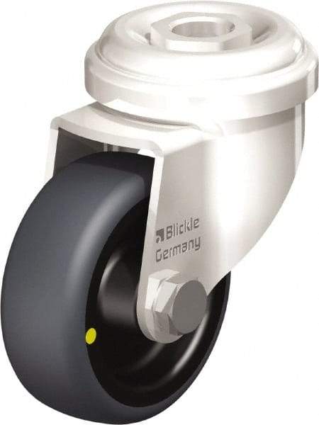 Blickle - 2" Diam x 3/4" Wide x 2-23/32" OAH Hollow Kingpin Mount Swivel Caster - Thermoplastic Rubber Elastomer (TPE), 66 Lb Capacity, Plain Bore Bearing, Hollow Kingpin Stem - Exact Industrial Supply