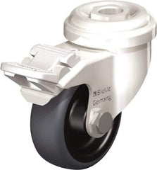 Blickle - 2" Diam x 3/4" Wide x 2-23/32" OAH Hollow Kingpin Mount Swivel Caster with Brake - Thermoplastic Rubber Elastomer (TPE), 110 Lb Capacity, Plain Bore Bearing, Hollow Kingpin Stem - Exact Industrial Supply