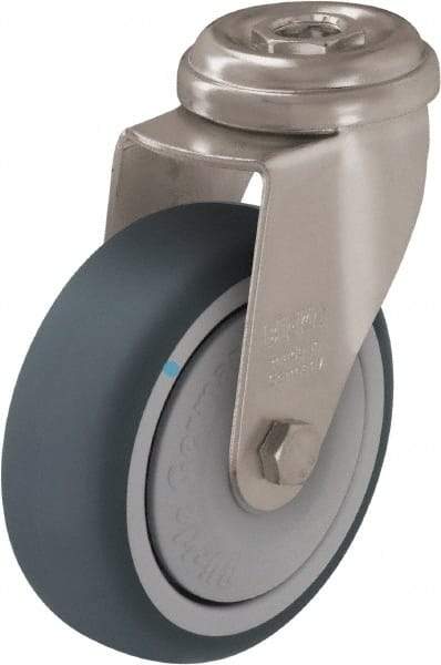 Blickle - 3" Diam x 63/64" Wide x 3-27/32" OAH Hollow Kingpin Mount Swivel Caster - Thermoplastic Rubber Elastomer (TPE), 165 Lb Capacity, Ball Bearing, Hollow Kingpin Stem - Exact Industrial Supply