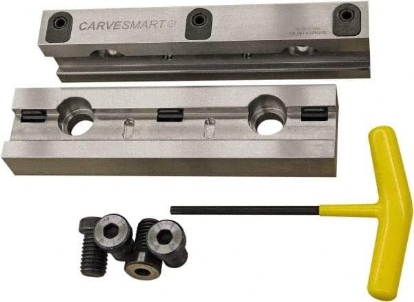 CarveSmart - 1" Jaw Width, 1.99" Jaw Height, 1" Jaw Thickness, Quick Change Jaw System Vise Jaw Sets - Steel, Bolt-On, 2 Jaws, Semi-Hard Jaws - Exact Industrial Supply