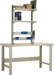 Rousseau Metal - No Drawers, 2 Shelf Workstation - 1,100 Lb Capacity, Steel Top, Everest Blue, 60" Wide x 80" High x 30" Long - Exact Industrial Supply