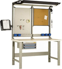 Rousseau Metal - 2 Drawer, Workstation - 1,100 Lb Capacity, Plastic Top, Everest Blue, 60" Wide x 80" High x 30" Long - Exact Industrial Supply