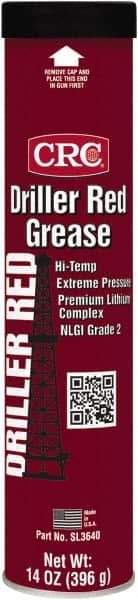 CRC - 14 oz Cartridge Lithium Extreme Pressure Grease - Red, Extreme Pressure & High Temperature, 400°F Max Temp, NLGIG 2, - Exact Industrial Supply