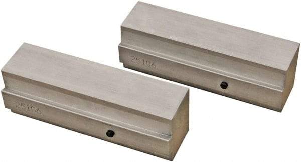 CarveSmart - 1-1/2" Wide x 2" High x 1-1/2" Thick, Flat/No Step Vise Jaw - Soft, Aluminum, Fixed Jaw, Compatible with 6" Vises - Exact Industrial Supply