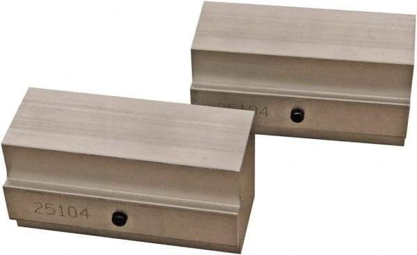 CarveSmart - 1-1/2" Wide x 2" High x 1-1/2" Thick, Flat/No Step Vise Jaw - Soft, Aluminum, Fixed Jaw, Compatible with 6" Vises - Exact Industrial Supply