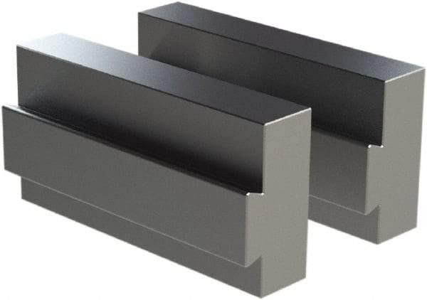 CarveSmart - 1" Wide x 2-1/4" High x 1" Thick, Flat/No Step Vise Jaw - Soft, Aluminum, Fixed Jaw, Compatible with 6" Vises - Exact Industrial Supply