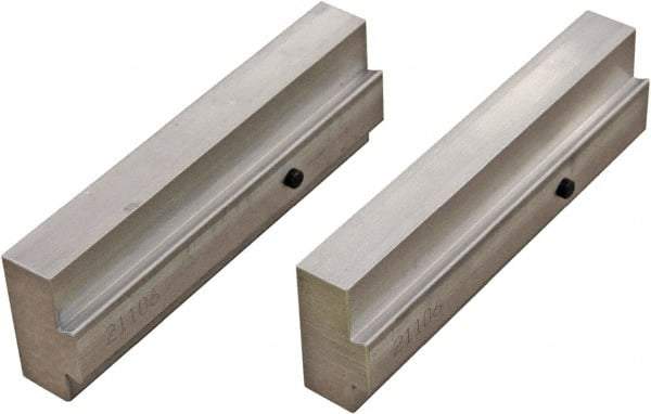 CarveSmart - 3/4" Wide x 2" High x 3/4" Thick, Flat/No Step Vise Jaw - Soft, Aluminum, Fixed Jaw, Compatible with 6" Vises - Exact Industrial Supply
