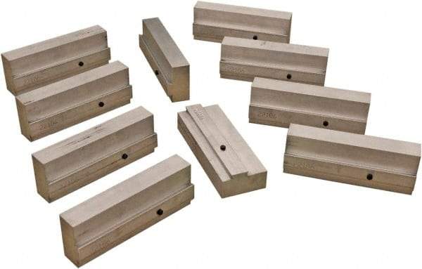 CarveSmart - 1" Wide x 2-1/4" High x 1" Thick, Flat/No Step Vise Jaw - Soft, Aluminum, Fixed Jaw, Compatible with 6" Vises - Exact Industrial Supply