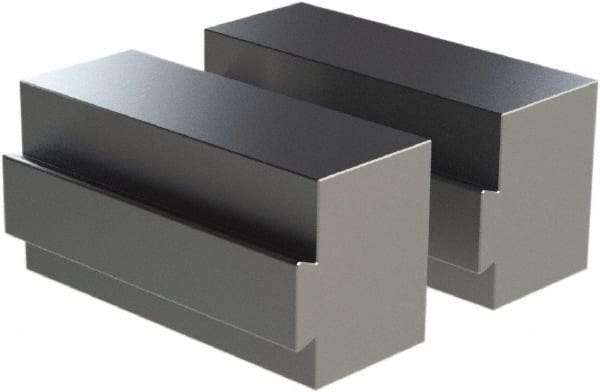 CarveSmart - 1-1/2" Wide x 2" High x 1-1/2" Thick, Flat/No Step Vise Jaw - Soft, Aluminum, Fixed Jaw, Compatible with 6" Vises - Exact Industrial Supply