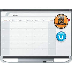 Quartet - 24" High x 36" Wide Magnetic Dry Erase Calendar - Fiberboard/Plastic Frame, Includes Dry-Erase Marker & Mounting Kit - Exact Industrial Supply