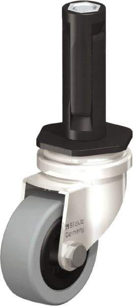 Blickle - 2" Diam x 45/64" Wide x 2-13/16" OAH Stem Mount Swivel Caster - Solid Rubber, 88 Lb Capacity, Plain Bore Bearing, Round Stem - Exact Industrial Supply