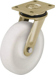 Blickle - 8" Diam x 1-31/32" Wide x 9-41/64" OAH Top Plate Mount Swivel Caster - Impact-Resistant Nylon, 3,300 Lb Capacity, Ball Bearing, 5-1/2 x 4-3/8" Plate - Exact Industrial Supply