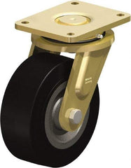 Blickle - 8" Diam x 3-9/64" Wide x 10-1/32" OAH Top Plate Mount Swivel Caster - Solid Rubber, 1,870 Lb Capacity, Ball Bearing, 6-7/8 x 5-1/2" Plate - Exact Industrial Supply