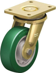 Blickle - 6" Diam x 1-31/32" Wide x 7-7/8" OAH Top Plate Mount Swivel Caster - Polyurethane-Elastomer Blickle Softhane, 1,210 Lb Capacity, Ball Bearing, 5-1/2 x 4-3/8" Plate - Exact Industrial Supply