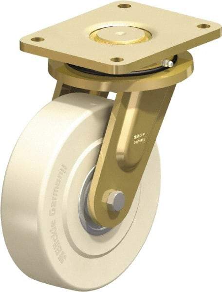Blickle - 8" Diam x 2-5/32" Wide x 10-1/32" OAH Top Plate Mount Swivel Caster - Impact-Resistant Cast Nylon, 6,600 Lb Capacity, Ball Bearing, 6-7/8 x 5-1/2" Plate - Exact Industrial Supply