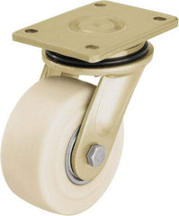 Blickle - 4" Diam x 2-5/32" Wide x 5-5/64" OAH Top Plate Mount Swivel Caster - Impact-Resistant Cast Nylon, 3,300 Lb Capacity, Ball Bearing, 5-1/2 x 4-3/8" Plate - Exact Industrial Supply