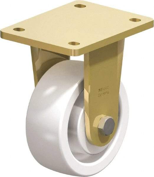 Blickle - 5" Diam x 1-31/32" Wide x 6-11/16" OAH Top Plate Mount Rigid Caster - Impact-Resistant Nylon, 1,650 Lb Capacity, Ball Bearing, 5-1/2 x 4-3/8" Plate - Exact Industrial Supply