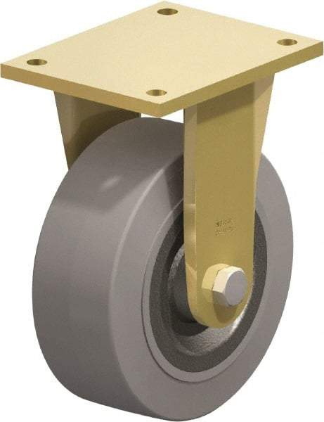 Blickle - 8" Diam x 3-9/64" Wide x 10-1/32" OAH Top Plate Mount Rigid Caster - Solid Rubber, 1,870 Lb Capacity, Ball Bearing, 6-7/8 x 5-1/2" Plate - Exact Industrial Supply