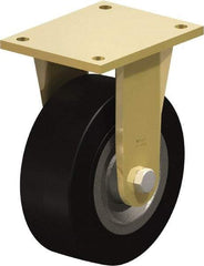 Blickle - 8" Diam x 3-9/64" Wide x 10-1/32" OAH Top Plate Mount Rigid Caster - Solid Rubber, 1,870 Lb Capacity, Ball Bearing, 6-7/8 x 5-1/2" Plate - Exact Industrial Supply