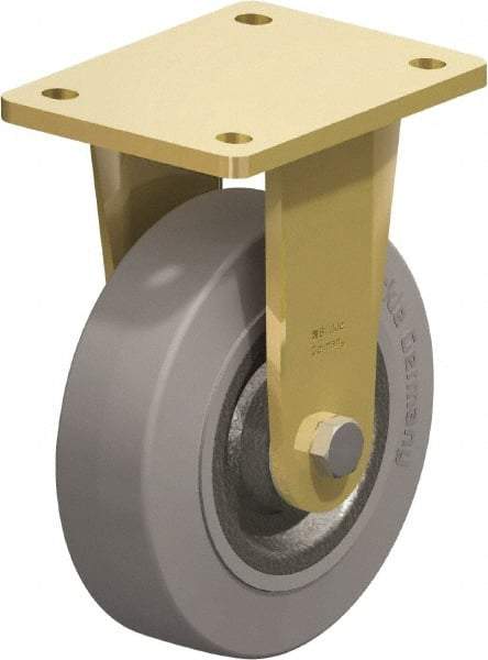 Blickle - 6-1/2" Diam x 1-31/32" Wide x 8-5/64" OAH Top Plate Mount Rigid Caster - Solid Rubber, 990 Lb Capacity, Ball Bearing, 5-1/2 x 4-3/8" Plate - Exact Industrial Supply